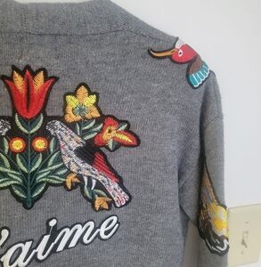 Vintage Varsity  Embellished Cardigigan SL M-L Novely Pattwork  Cardigam